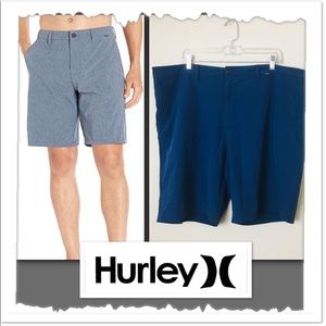 Hurley Phantom Navy Blue Walking Activewear Flare Front Shorts Size 42”
